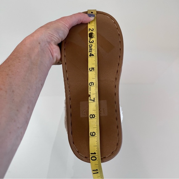 SLIPPERS | Cream & tan soft cushion clog style slip on faux fur lined suede shoe - Picture 2 of 15